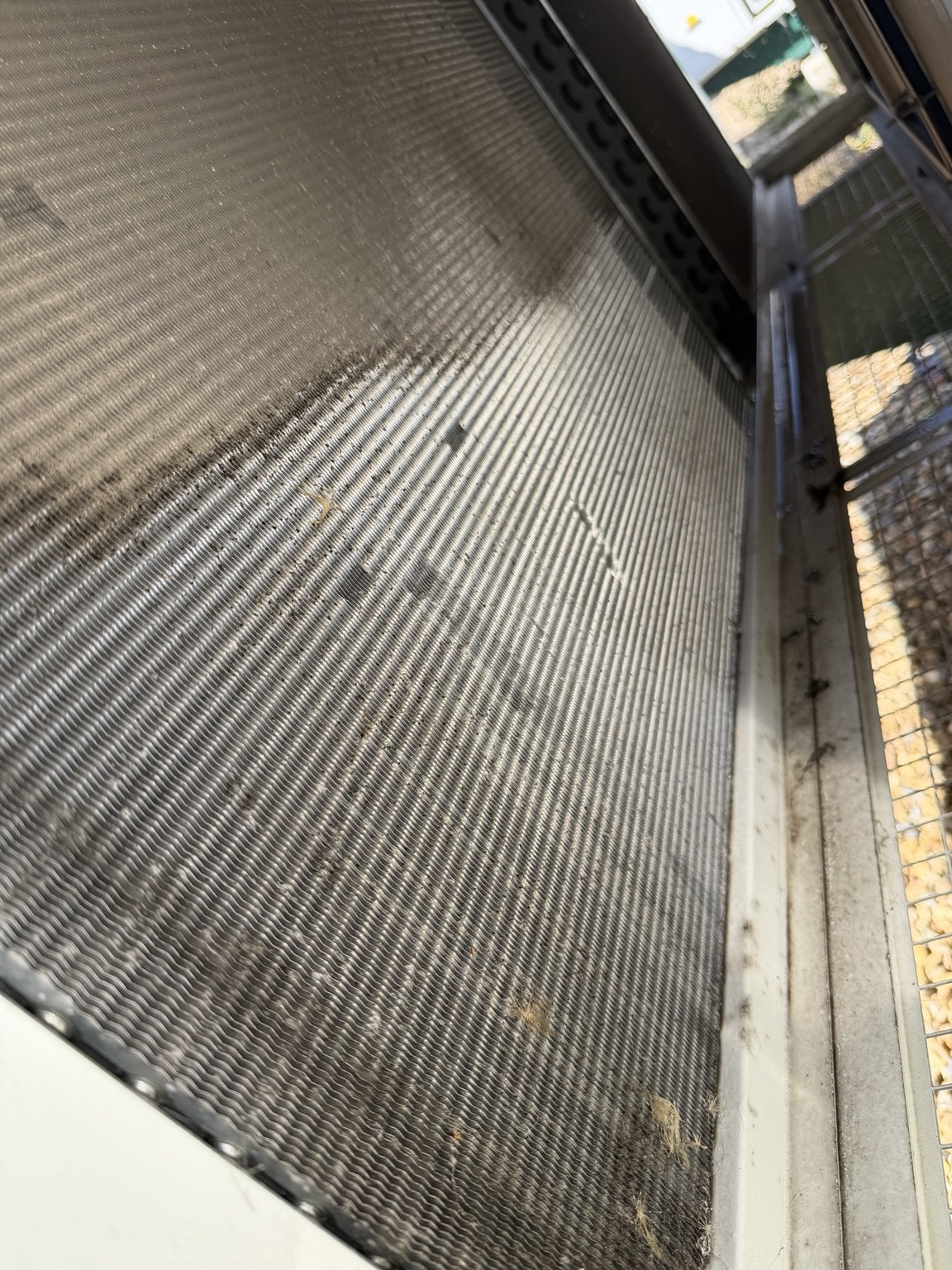 Heavily soiled evaporator coil found during a maintenance takeover survey